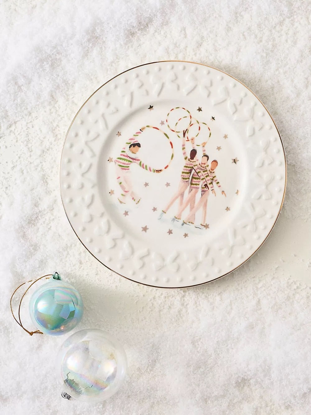 Anthropologie New York City Ballet Stoneware Candy Cane Dessert Plates